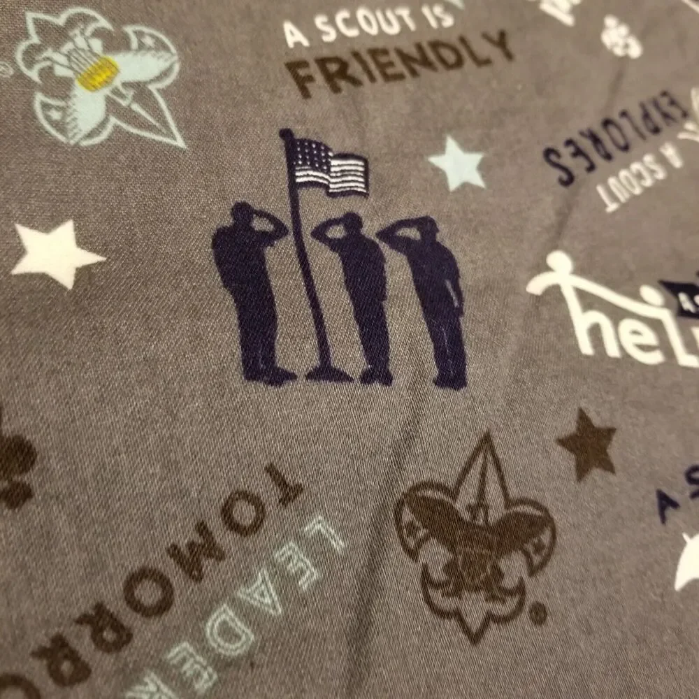 Boy Scouts of America (BSA) Blanket Throw Blue Gray Yellow Handmade Cotton